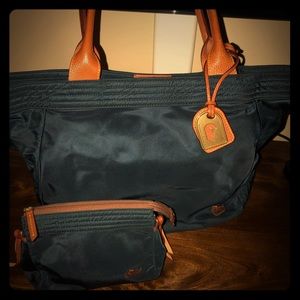 Dooney & Bourke Blue Nylon Tote & cosmetic bag!